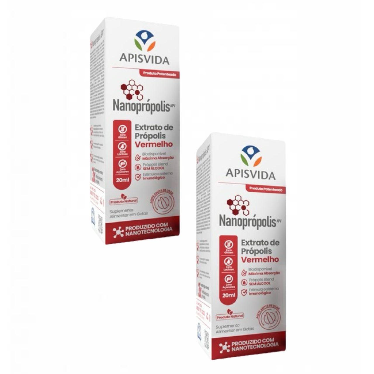 Encontraproduto.com.br - 2x Nanoprópolis Extrato de Própolis Vermelho 20ml- Apis Vida