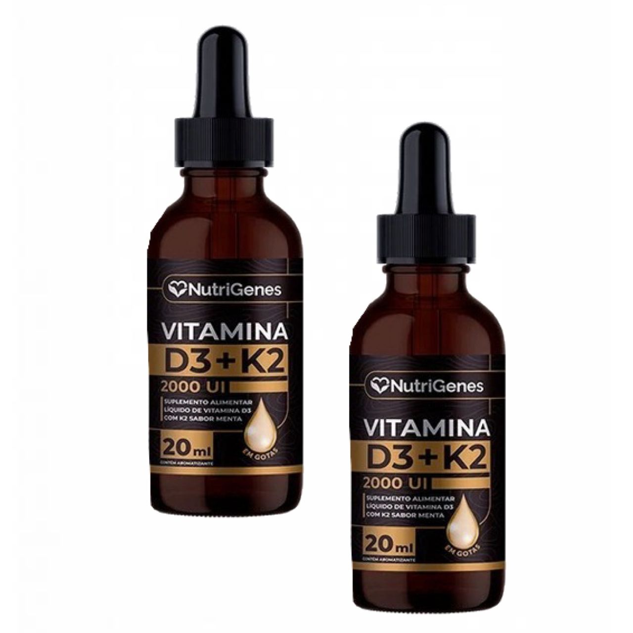 Encontraproduto.com.br - Kit com 2 Gotas de Vitamina D3 2000 UI + K2 MK7 30 mcg - Nutrigenes