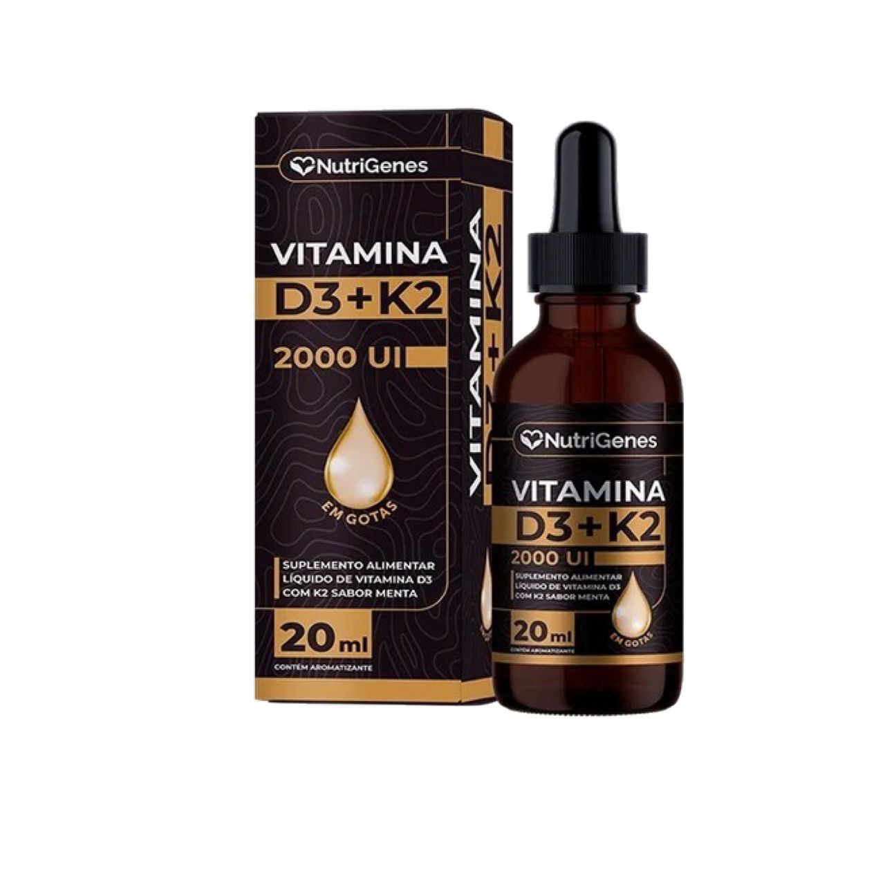 Encontraproduto.com.br - Kit com 6 Gotas de Vitamina D3 2000 UI + K2 MK7 30 mcg - Nutrigenes