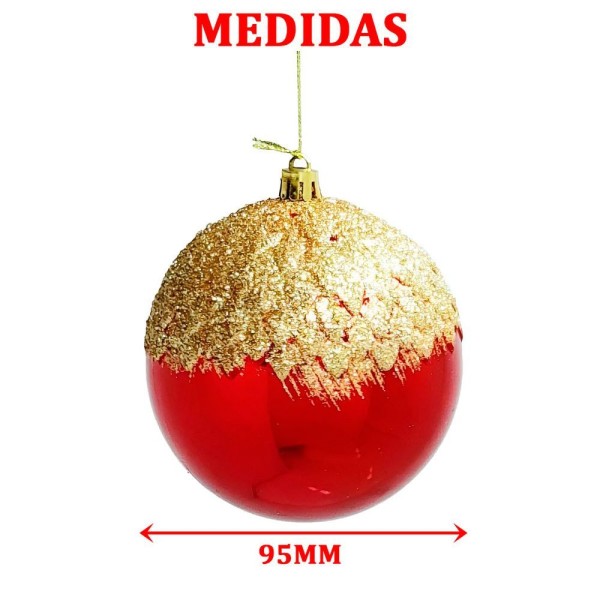 Encontraproduto.com.br - Kit 16 Bolas Enfeite Natalino árvore Natal Vermelho Dourado