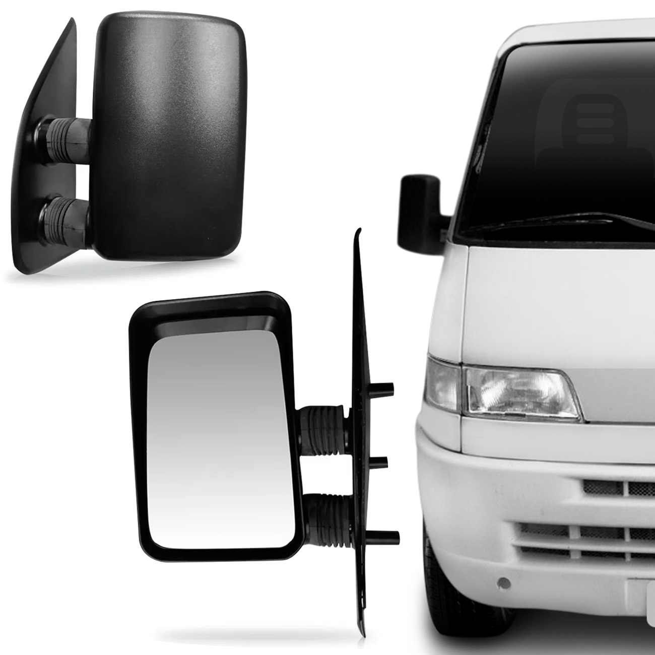 Encontraproduto.com.br - Retrovisor Elétrico Fiat Ducato 98 99 2000 2001 2002 Braço Longo com Espelho Preto
