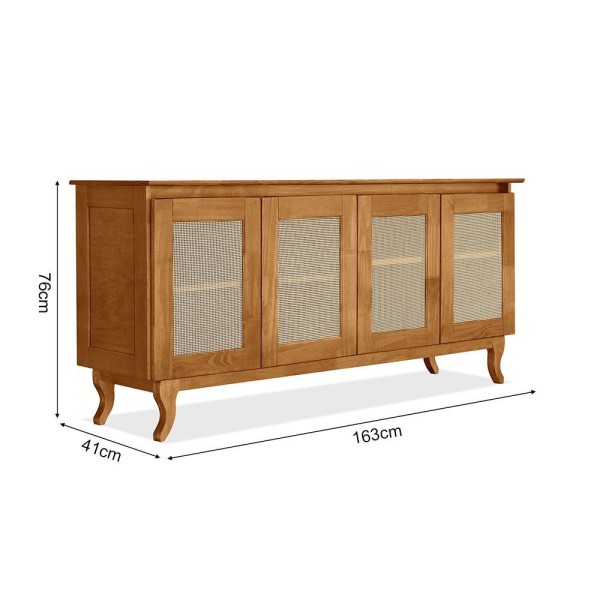 Encontraproduto.com.br - Conjunto Sala Estar Aparador Buffet Deltan Com Rack Para Tv E Mesa Industrial Lanna