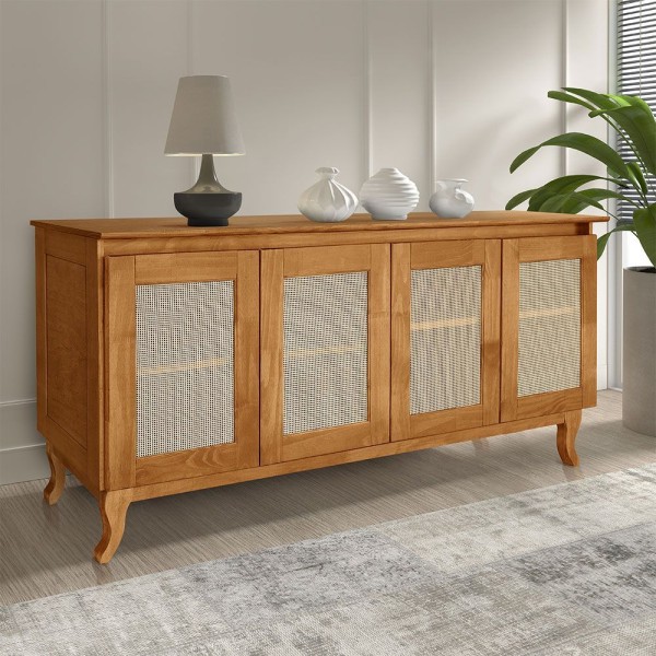 Encontraproduto.com.br - Conjunto Sala Estar Aparador Buffet Deltan Com Rack Para Tv E Mesa Industrial Lanna