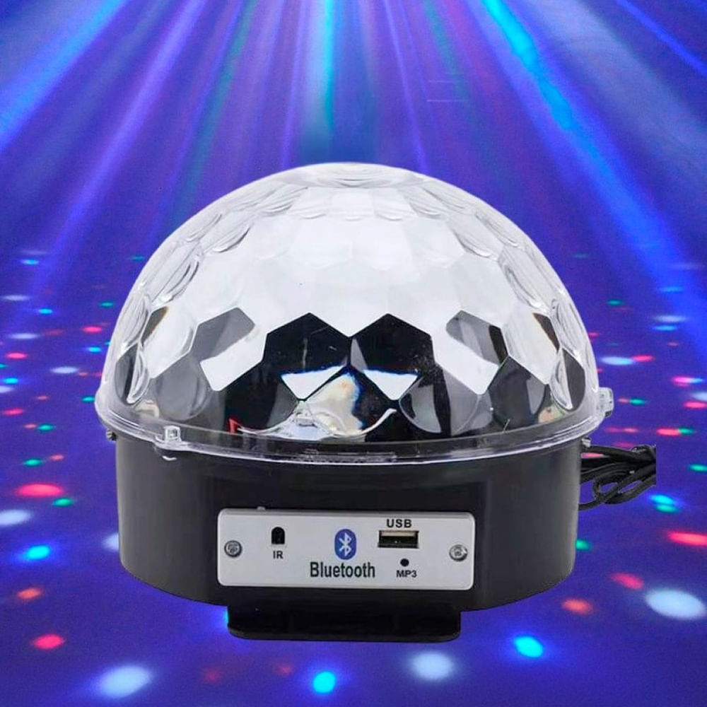 Encontraproduto.com.br - Bola De Balada Festa Colorida Com Controle Giratória Led
