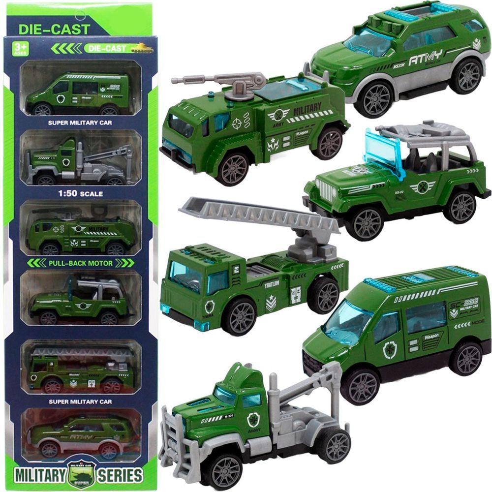 Encontraproduto.com.br - Kit 6 Carrinhos De Brinquedo Exército Miniatura Colecionável