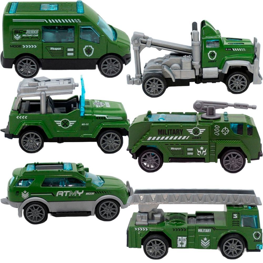 Encontraproduto.com.br - Kit 6 Carrinhos De Brinquedo Exército Miniatura Colecionável