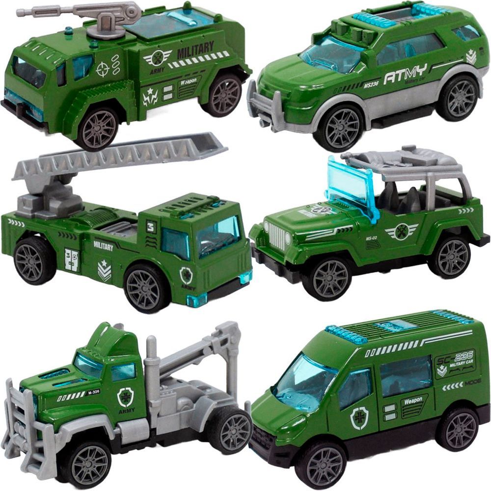 Encontraproduto.com.br - Kit 6 Carrinhos De Brinquedo Exército Miniatura Colecionável