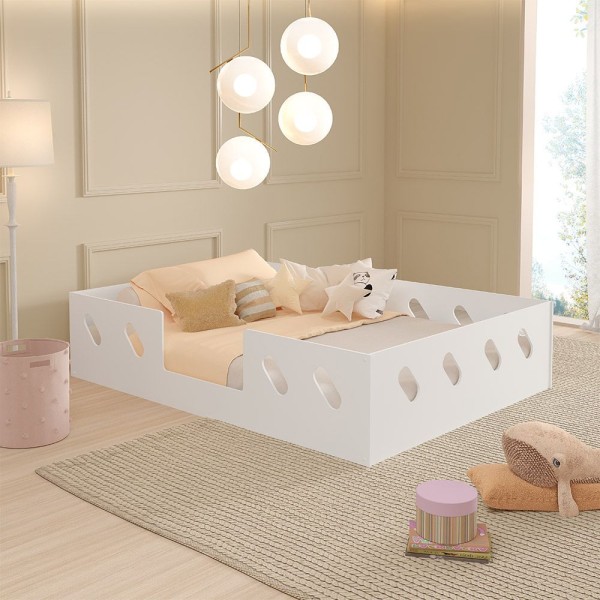Cama Casal Montessoriana Infantil Helena Branca - Branco