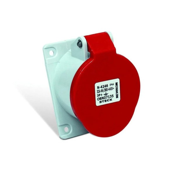 Encontraproduto.com.br - Tomada Industrial Embutir 3P+T 32A 380/440V 6H Vermelha IP44 REF. N4246 - Steck