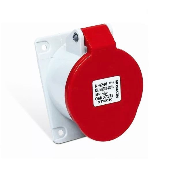 Encontraproduto.com.br - Tomada Industrial Embutir 3P+T 32A 380/440V 6H Vermelha IP44 REF. N4246 - Steck