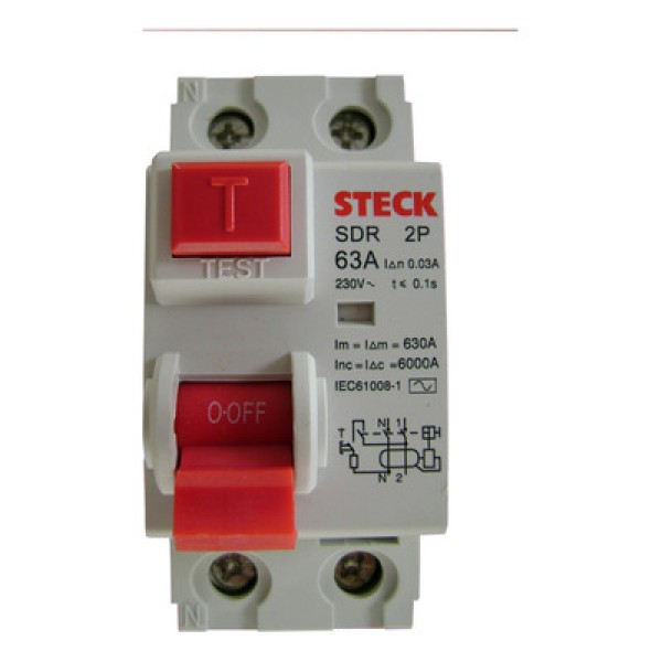 Interruptor DR Fuga 2P 30Ma 63A Steck