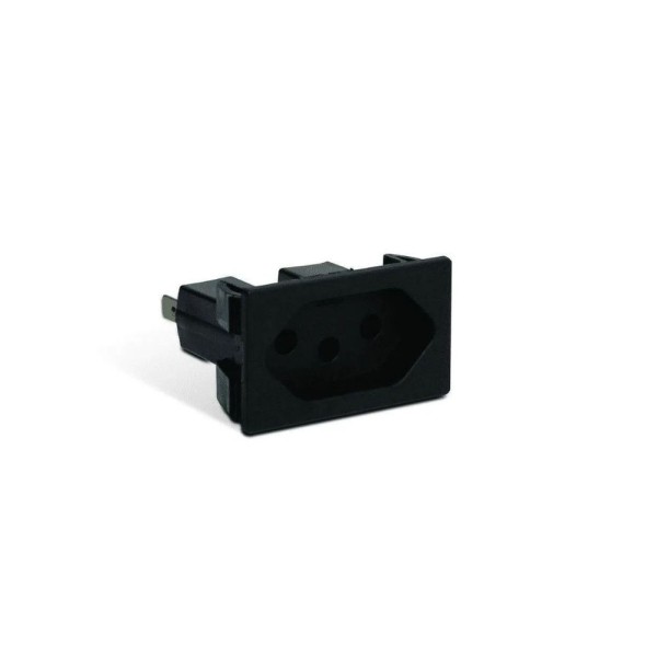 Tomada 2P+T 10A 250V Pb Preto Faston Para Painel S8624 Steck