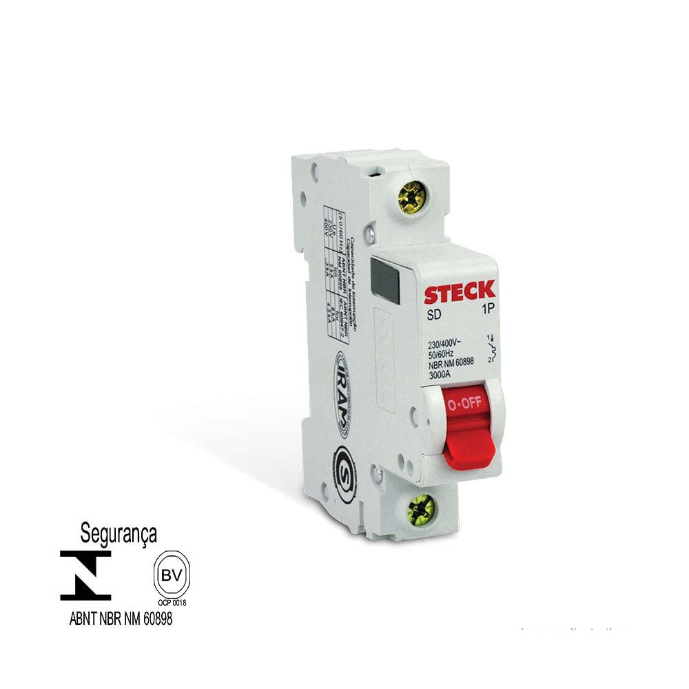 Encontraproduto.com.br - Disjuntor 1p 25a C 3ka Din Curva C Com Alavanca Articulada - Sdd61c25 - Steck