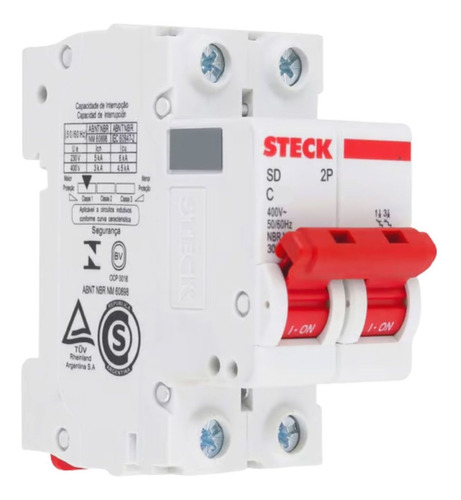 Encontraproduto.com.br - Disjuntor 2p 40a C 3ka Din Curva C Com Alavanca Articulada - Sdd62c40 - Steck