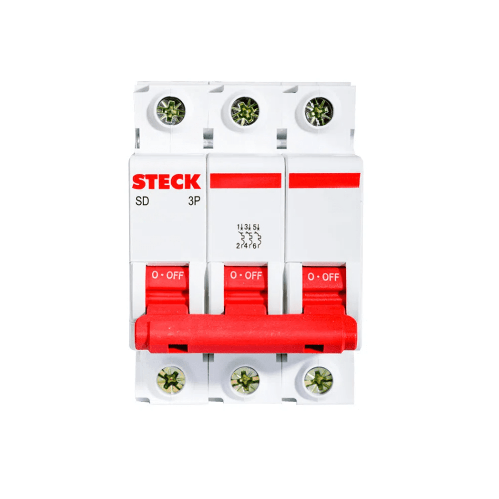 Encontraproduto.com.br - Disjuntor 3p 32a C 3ka Din Curva C Com Alavanca Articulada - Sdd63c32 - Steck