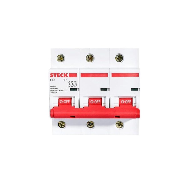 Encontraproduto.com.br - Disjuntor 3p 50a C 3ka Din Curva C Com Alavanca Articulada - Sdd63c50 - Steck
