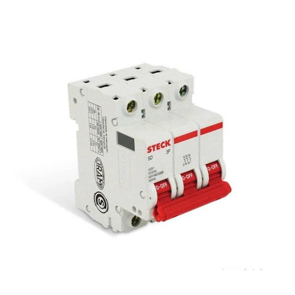 Encontraproduto.com.br - Disjuntor 3p 50a C 3ka Din Curva C Com Alavanca Articulada - Sdd63c50 - Steck