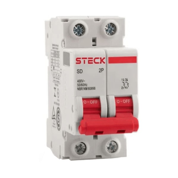 Encontraproduto.com.br - Disjuntor 2p 25a C 3ka Din Curva C Com Alavanca Articulada - Sdd62c25 - Steck