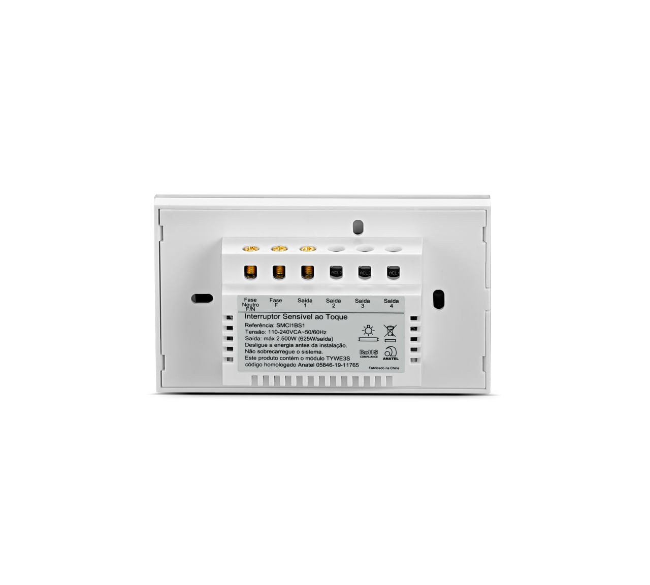 Encontraproduto.com.br - Interruptor Smarteck 4x2 1 Módulo Touch Branco