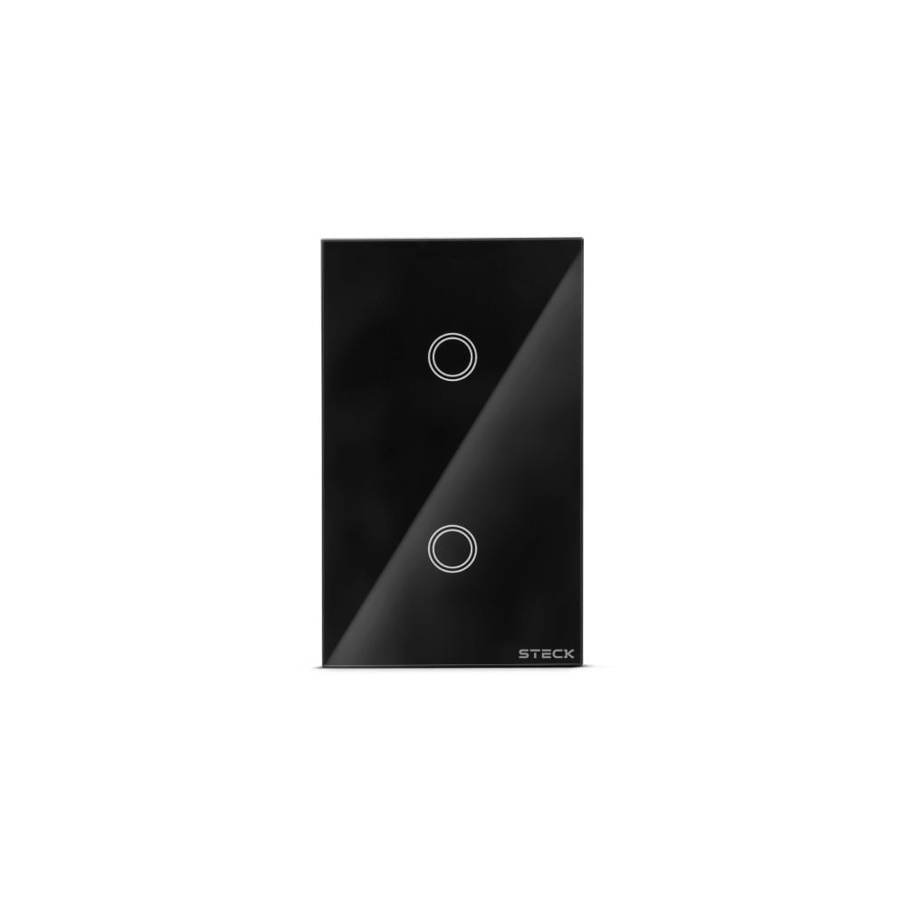 Encontraproduto.com.br - Conjunto Montado Interruptor 4x2 Touch Smart 2 Módulos Preto Smarteck Steck