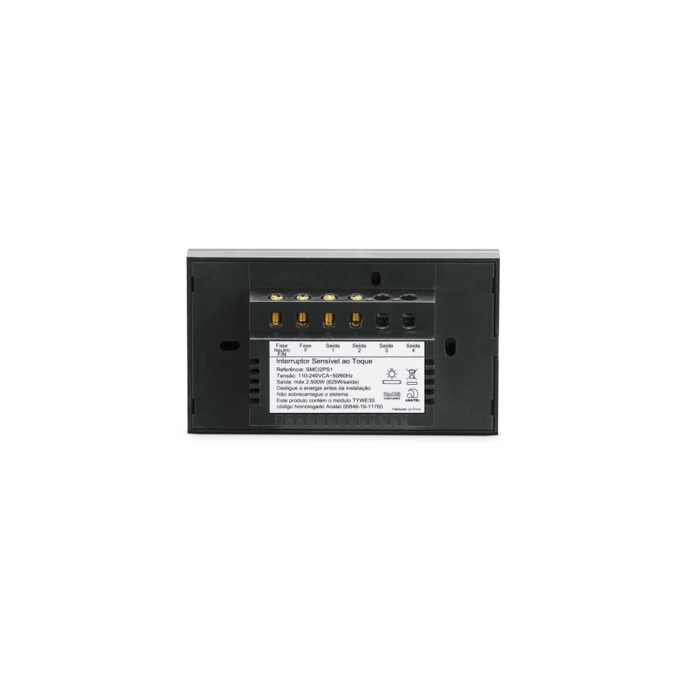 Encontraproduto.com.br - Conjunto Montado Interruptor 4x2 Touch Smart 2 Módulos Preto Smarteck Steck