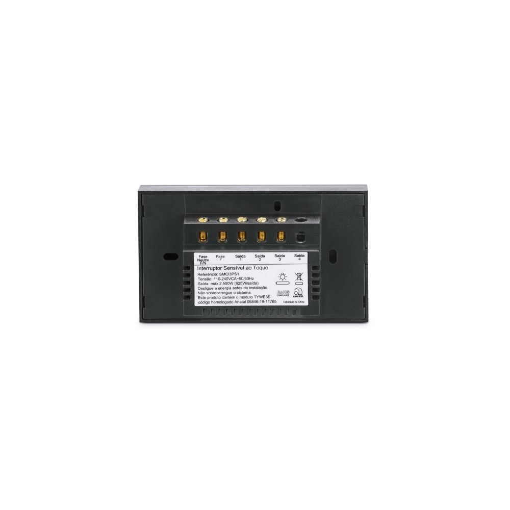 Encontraproduto.com.br - Interruptor Touch Wi-Fi Smarteck 4X2 3 Módulos Bivolt - Steck