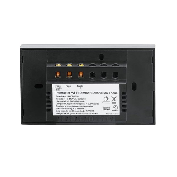Encontraproduto.com.br - Conjunto Interruptor Controle Ventilador 4x2 Touch 3 Módulos Preto Smarteck Steck