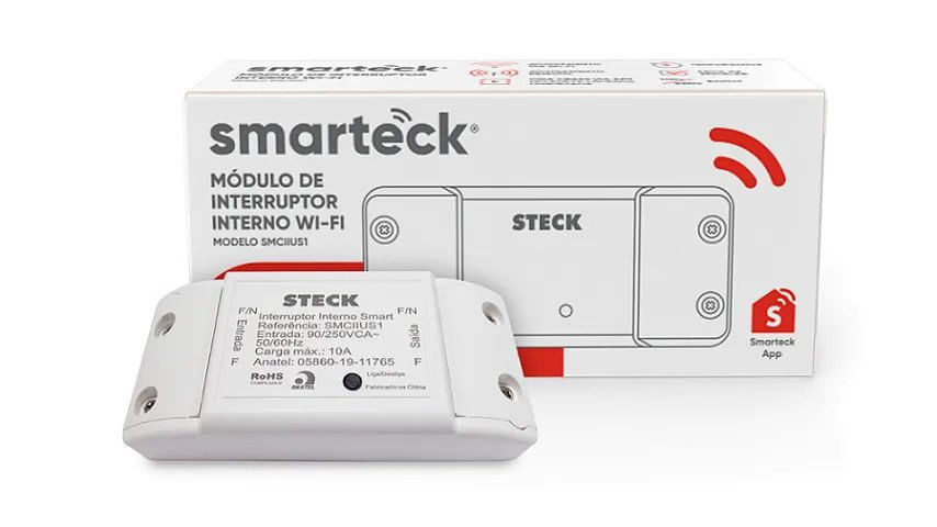 Encontraproduto.com.br - Módulo De Interruptor Interno Wi-Fi Smarteck 10A SMCIIUS1 - Steck