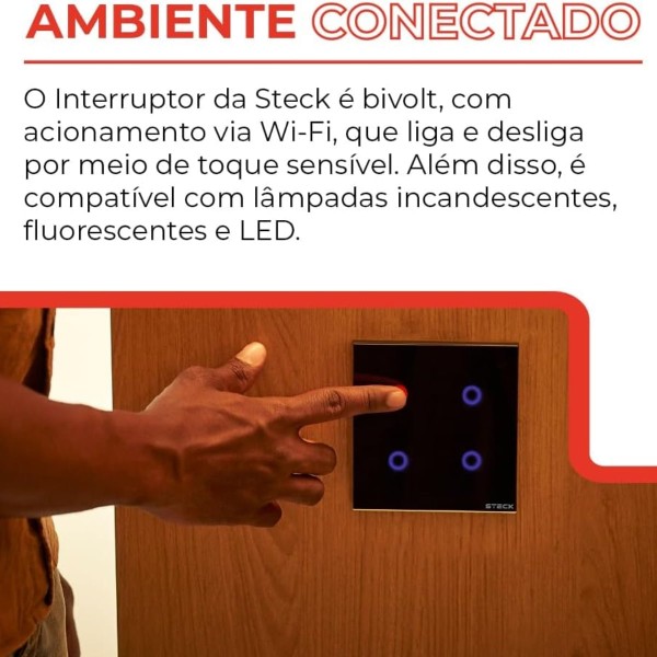Encontraproduto.com.br - Conjunto Montado Touch 4x4 Para 4 Módulos Preto Smarteck Steck