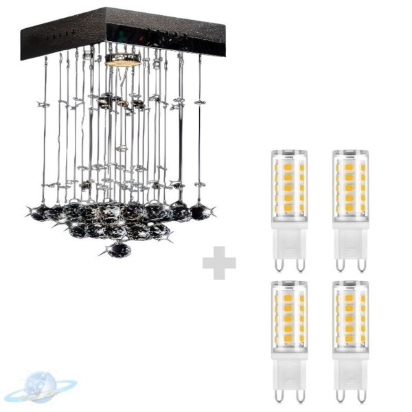 Encontraproduto.com.br - Kit Lustre Cristal Redondo Plafon 20cm C/ Lâmpada 5w