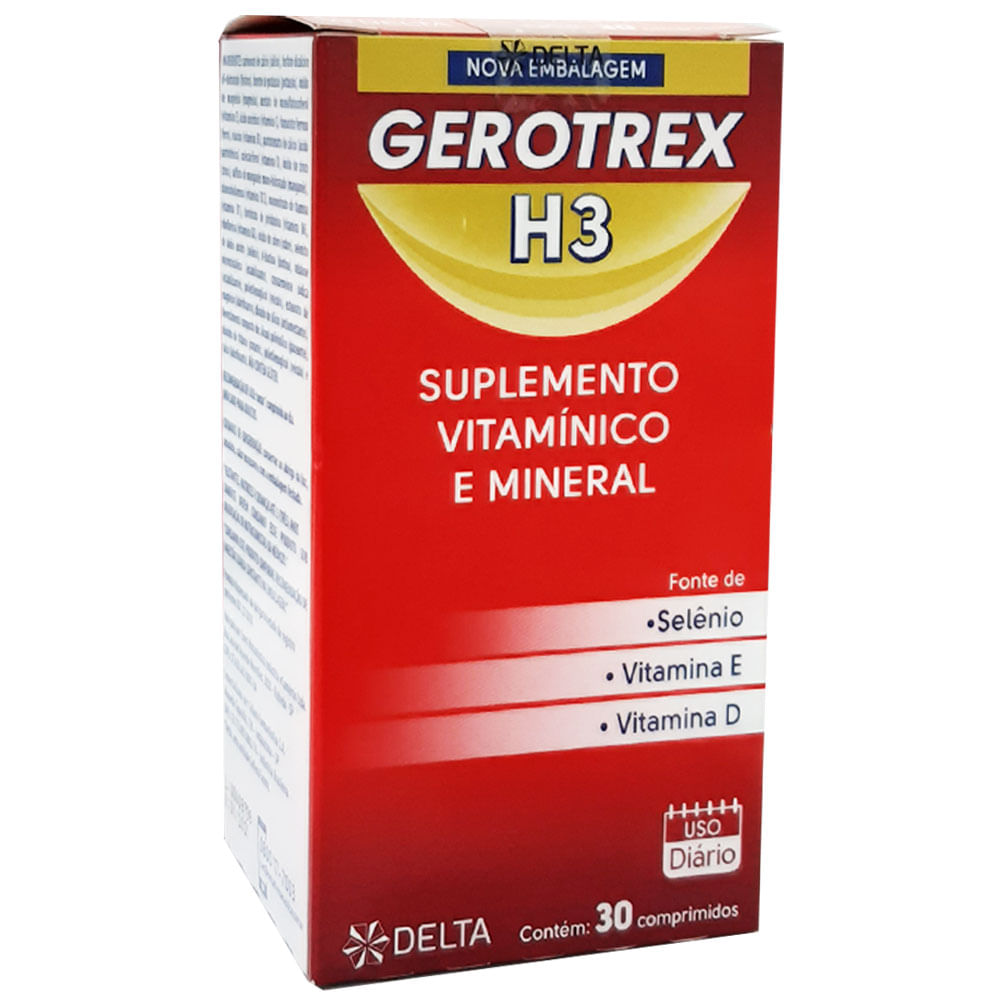 Gerotrex H3 Suplemento Vitamínico e Mineral 30 Comprimidos