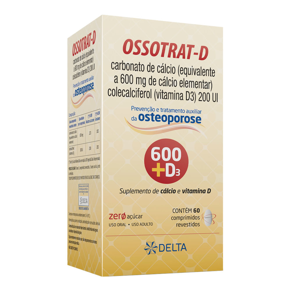 Encontraproduto.com.br - Ossotrat-D 600+D3 Suplemento Alimentar Com 60 Comprimidos Revestidos