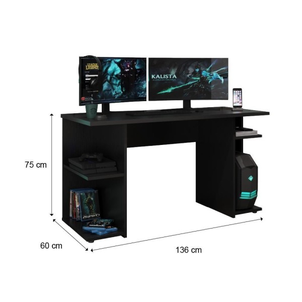 Encontraproduto.com.br - Mesa Para Computador Gamer Preto Carraro