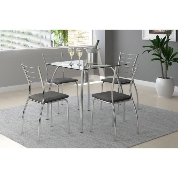 Encontraproduto.com.br - Cadeira Sala De Jantar 1700 Kit 2 Un Cromado-suede Conhaque - Carraro
