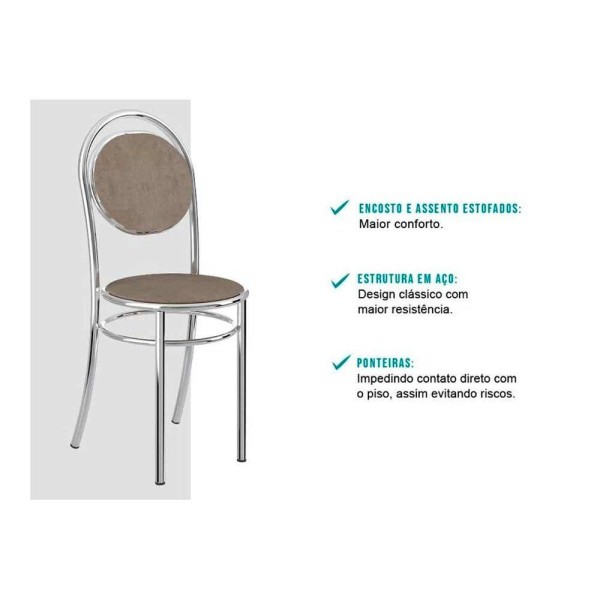 Encontraproduto.com.br - Cadeira Sala De Jantar 190 Aço Kit 2 Uni Ouro Velho - Assento Camur?a Conhaque - Carraro