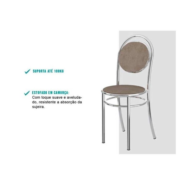 Encontraproduto.com.br - Cadeira Sala De Jantar 190 Aço Kit 2 Uni Ouro Velho - Assento Camur?a Conhaque - Carraro