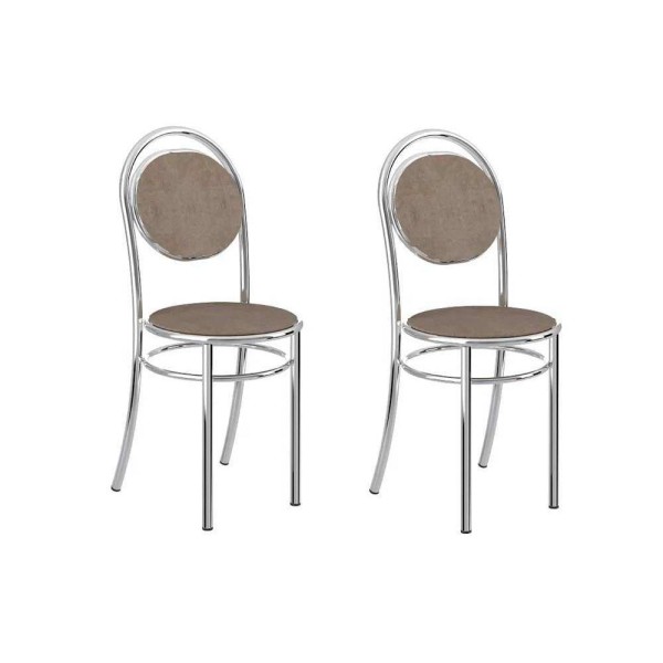 Encontraproduto.com.br - Cadeira Sala De Jantar 190 Aço Kit 2 Uni Ouro Velho - Assento Camur?a Conhaque - Carraro