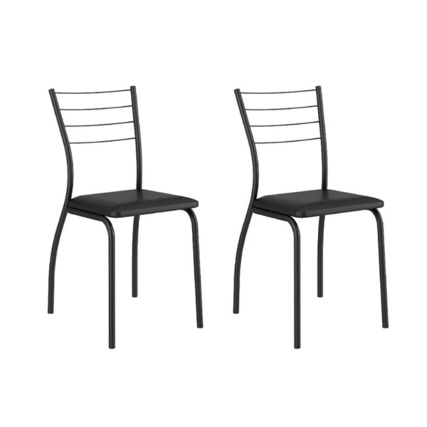 Encontraproduto.com.br - Cadeira Sala De Jantar 1700 Kit Aço 2 Uni Prata - Assento Camurca Conhaque - Carraro