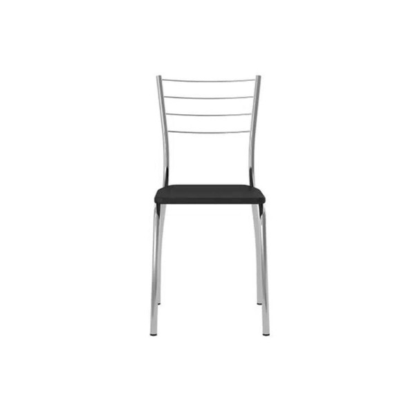 Encontraproduto.com.br - Cadeira Sala De Jantar 1700 Kit Aço 2 Uni Prata - Assento Camurca Conhaque - Carraro