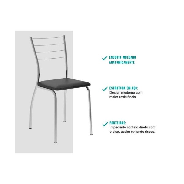 Encontraproduto.com.br - Cadeira Sala De Jantar 1700 Kit Aço 2 Uni Prata - Assento Camurca Conhaque - Carraro
