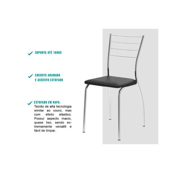Encontraproduto.com.br - Cadeira Sala De Jantar 1700 Kit Aço 2 Uni Prata - Assento Camurca Conhaque - Carraro