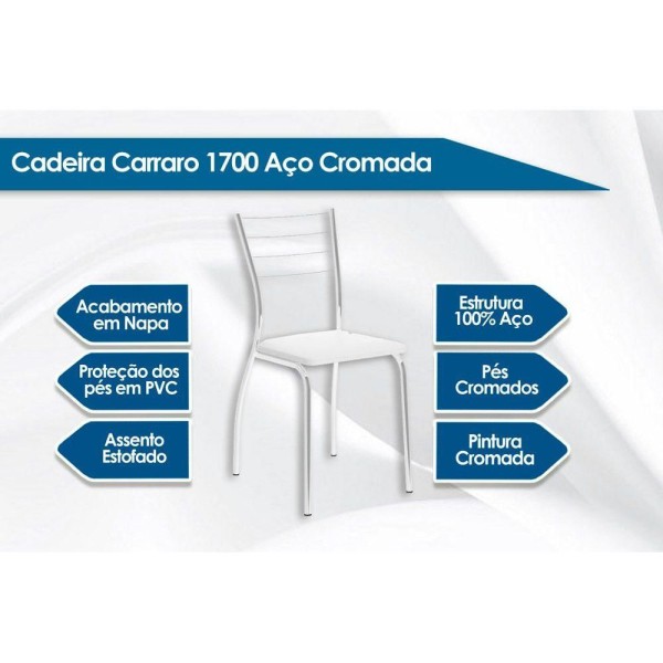Encontraproduto.com.br - Cadeira Sala De Jantar 1700 Kit Aço 2 Uni Prata - Assento Camurca Conhaque - Carraro