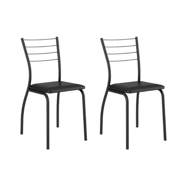 Encontraproduto.com.br - Cadeira Sala De Jantar 1700 Kit Aço 2 Uni Prata - Assento Camurca Conhaque - Carraro