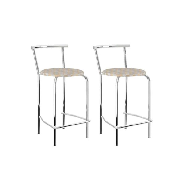 Encontraproduto.com.br - Banqueta Sala De Jantar 106 Kit 2 Un Prata - Assento Camurca Conhaque - Carraro