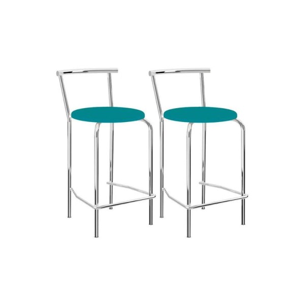Encontraproduto.com.br - Banqueta Sala De Jantar 106 Kit 2 Un Prata - Assento Camurca Conhaque - Carraro