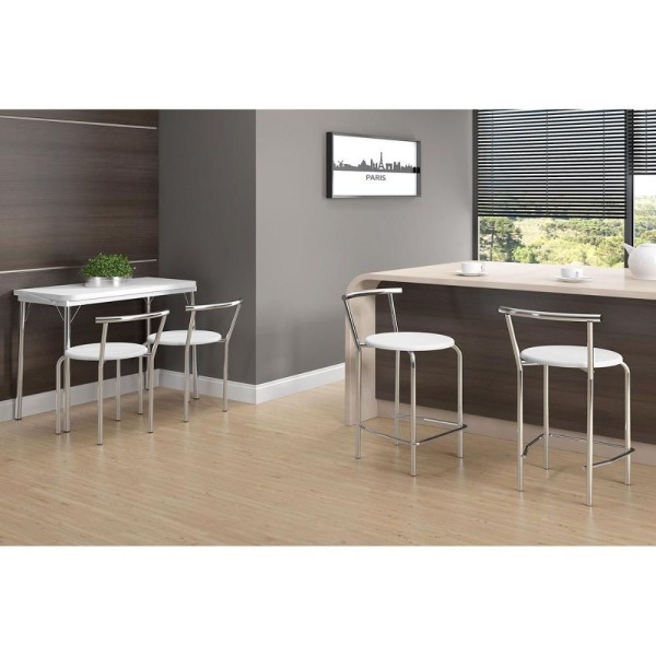Encontraproduto.com.br - Banqueta Sala De Jantar 106 Kit 2 Un Prata - Assento Camurca Conhaque - Carraro