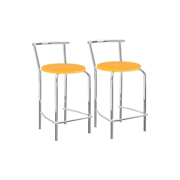 Encontraproduto.com.br - Banqueta Sala De Jantar 106 Kit 2 Un Prata - Assento Camurca Conhaque - Carraro