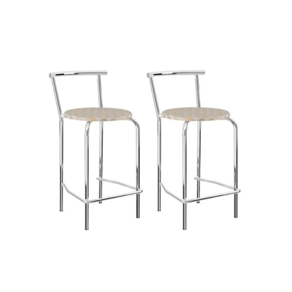 Encontraproduto.com.br - Banqueta Sala De Jantar 106 Kit 2 Un Prata - Assento Camurca Conhaque - Carraro
