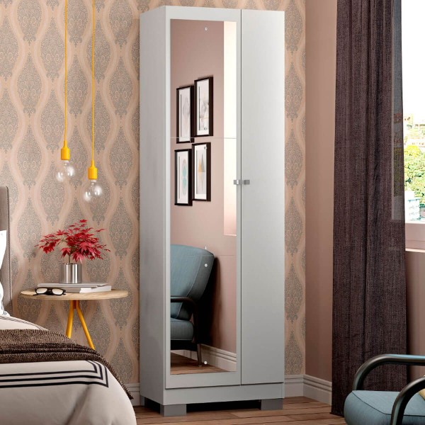 Encontraproduto.com.br - Armário Multiuso Carraro 02 Portas Com Espelho Branco 617