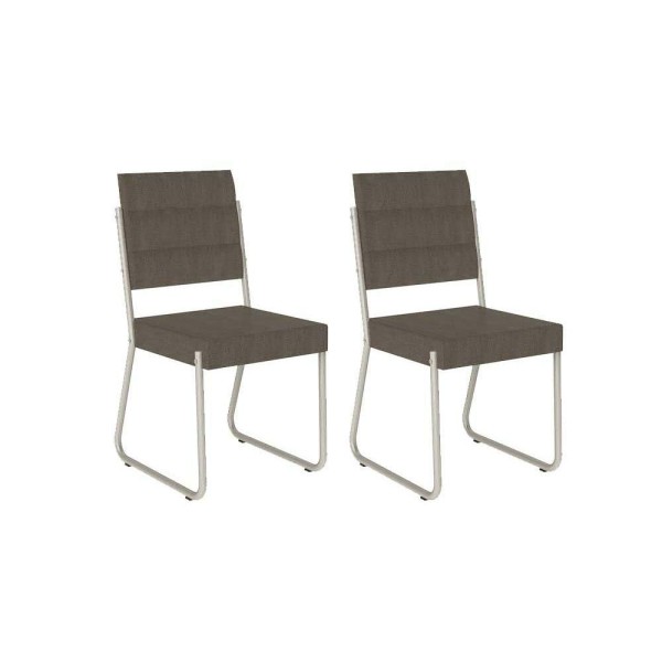 Cadeira de Cozinha 1736 Aço Kit 2 Uni MOCCA / PRATA - Carraro
